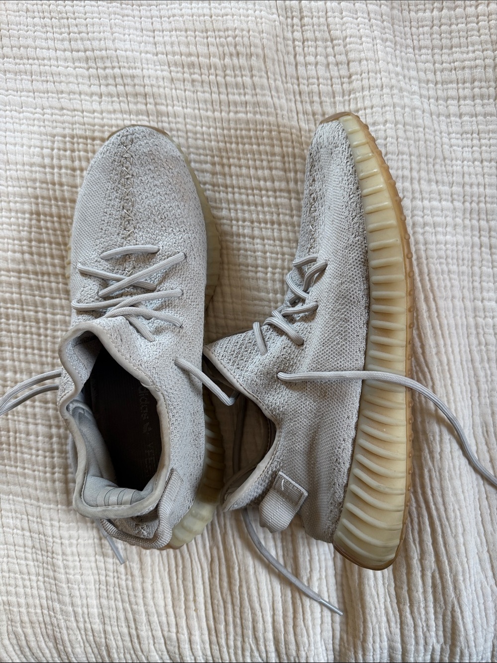 Yeezy Low-Top Sneakers in Light Neutral with Gum Sole